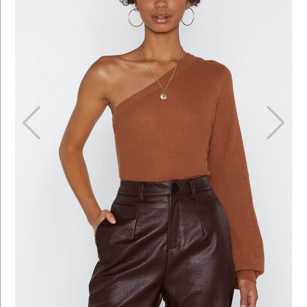 Cold shoulder copper sweater
